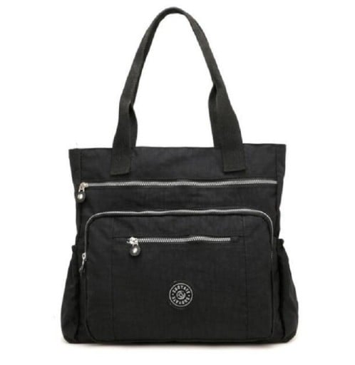 Dámská kabelka přes rameno z nylonu a polyesteru 38 x 38 x 12 cm Prostorná taška se dvěma uchy Přední kapsy na zip Boční kapsy