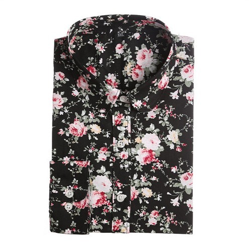 Dámska košeľa s kvetinovým vzorom - Čierna J3328