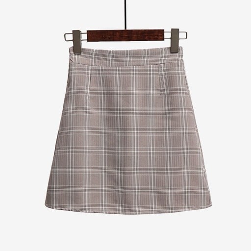 Dámská kostkovaná mini sukně s vysokým pasem Áčkový střih Zčásti pružný pas s gumou Jemné károvaní Polyester s bavlnou Na každý den