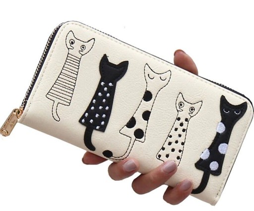 Dámska kožená peňaženka s mačkami
