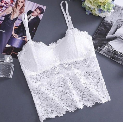 Dámská krajková bralette podprsenka s prodlouženým živůtkem Nastavitelná ramínka Vroubkovaný lem Polyester a krajka Univerzální velikost