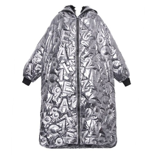 Damska kurtka zimowa w kolorze srebrnym