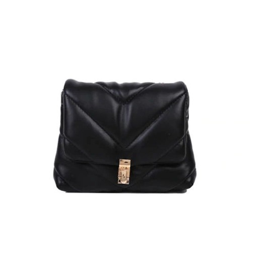 Dámska malá crossbody kabelka s prešívaním do tvaru V Mäkká vypolstrovaná klopa Zlaté kovové zapínanie PU koža 18 x 14 x 5 cm