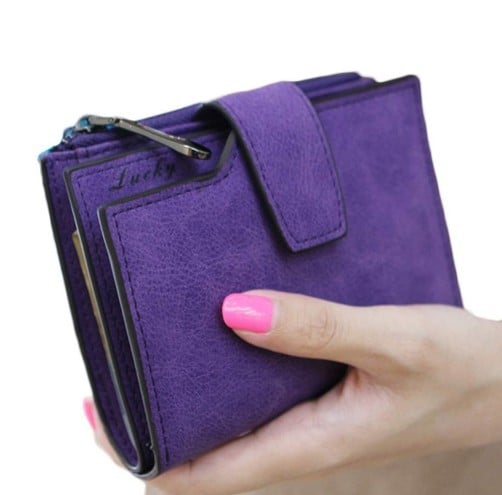 Dámská mini peněženka z umělé kůže 12 x 2 x 9,8 cm Mincovník na zip Přihrádky na karty a bankovky Zapínací poutko a okénko na doklad