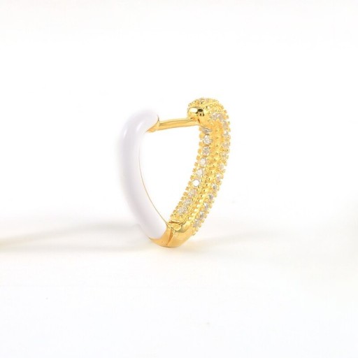 Damska okrągła kolczyk z cyrkoniami Błyszcząca kolorowa połowa Złoty odcień metalu Szpiczasty kształt kolczyka Metal biżuteryjny