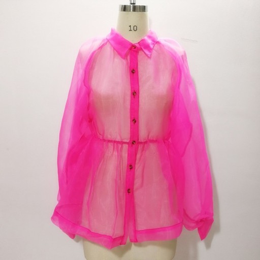 Damska półprzezroczysta różowa koszula
