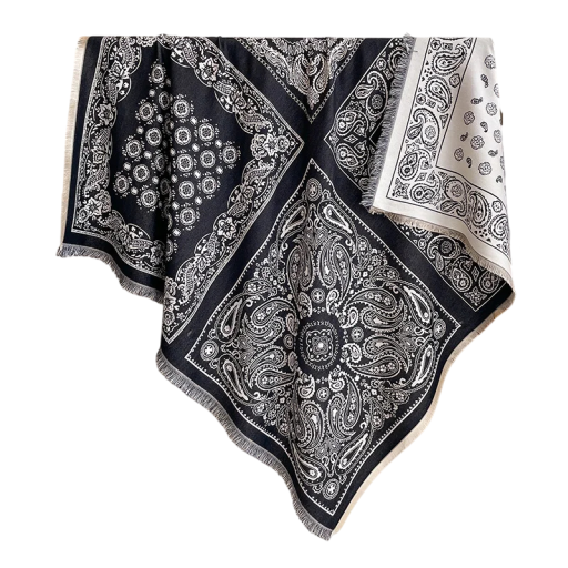 Dámská šála 130 x 130 cm Polyesterová čtvercová šálka s třapatými kraji Elegantní jemný motiv Hřejivý módní doplněk pro podzim a zimu