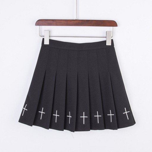 Dámska skladaná mini sukňa s krížmi