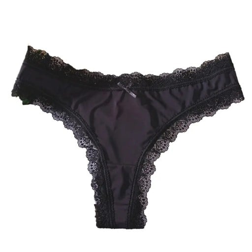 Dámská tanga s ozdobným krajkovým lemem a mašličkou hladké sexy spodní prádlo s minimálním zadním dílem na každodenní nošení