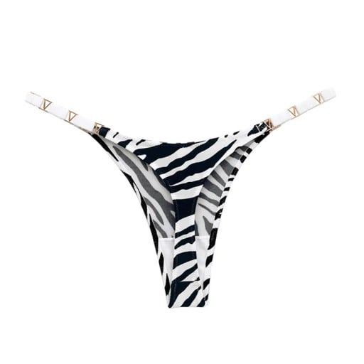 Dámská tanga se zlatými detaily a zebřím vzorem hladké sexy spodní prádlo s minimálním zadním dílem na každodenní nošení