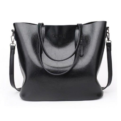 Dámská velká kabelka do ruky i přes rameno s dvěma uchy a odepínacím popruhem Lesklý povrch PU kůže Délka uch 23 cm 32 x 29 x 13 cm