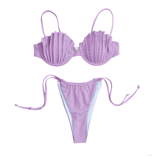 Dámske bikiny s košíčkami v tvare mušlí a push-up efektom Zaväzovacie nohavičky s vysokým strihom Ideálne pre pláž a letnú dovolenku