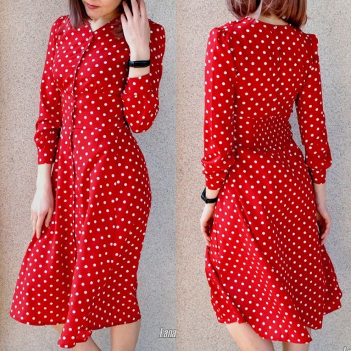 Dámské červené šaty s puntíky