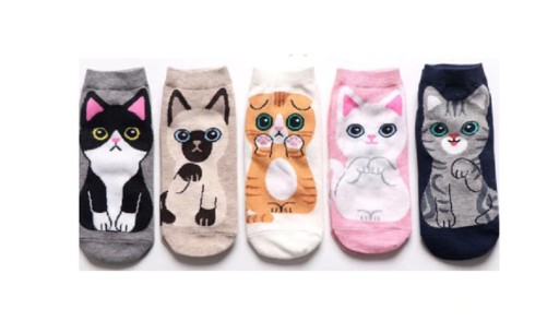 Dámske členkové ponožky s mačičkami - 5 párov