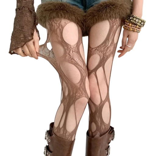 Dámské děrované průhledné punčocháče Módní elastické punčochové kalhoty s dírkovaným vzorem Elegantní sexy styl pro večerní outfit