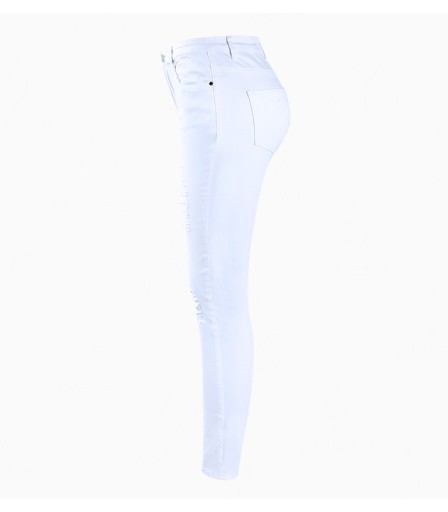 Dámske džínsy s dierami - Biele
