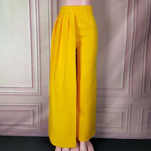 Dámské kalhoty s vysokým pasem žluté