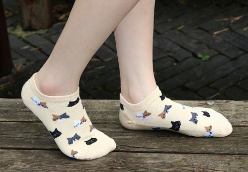 Dámské kotníkové ponožky s kočičkami - 5 párů