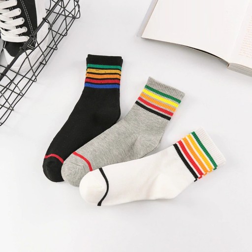 Dámske ponožky s farebnými prúžkami