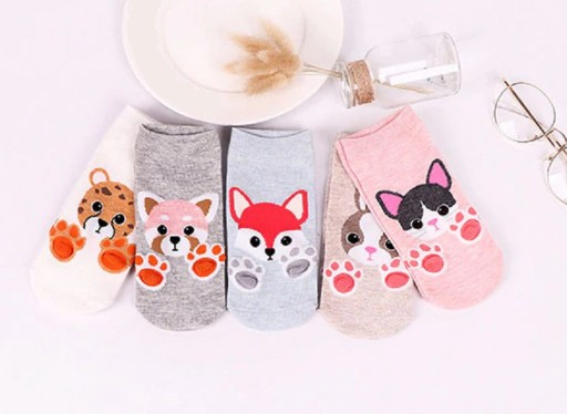 Dámske ponožky s tlapičky zvieratiek - 5 párov