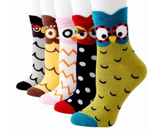 Dámske ponožky - Sovy - 5 párov