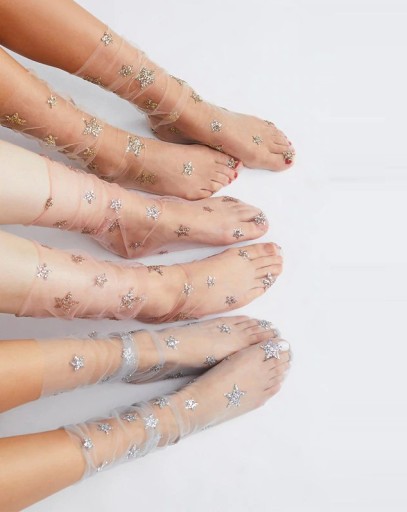 Dámske priesvitné ponožky s hviezdami