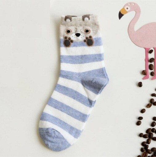 Dámske pruhované ponožky so zvieratkami