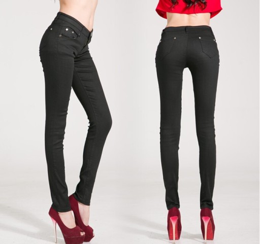 Dámske štýlové džínsy - Čierne