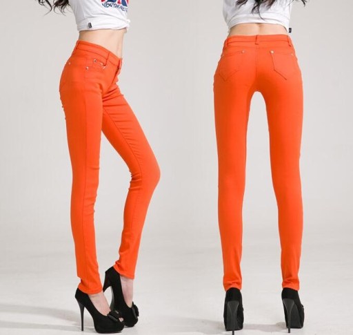 Dámske štýlové džínsy - Oranžové