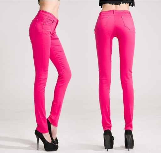 Dámske štýlové džínsy - Ružové