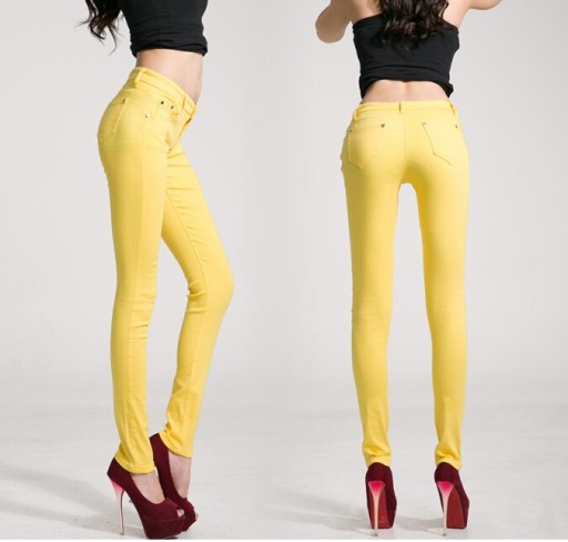 Dámské stylové džíny - Žluté