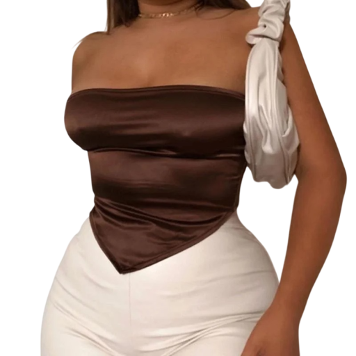 Dámske tielko jednobarevné Crop top Bez ramienok Výstrih do O Polyester spandex pružný moderný letný top