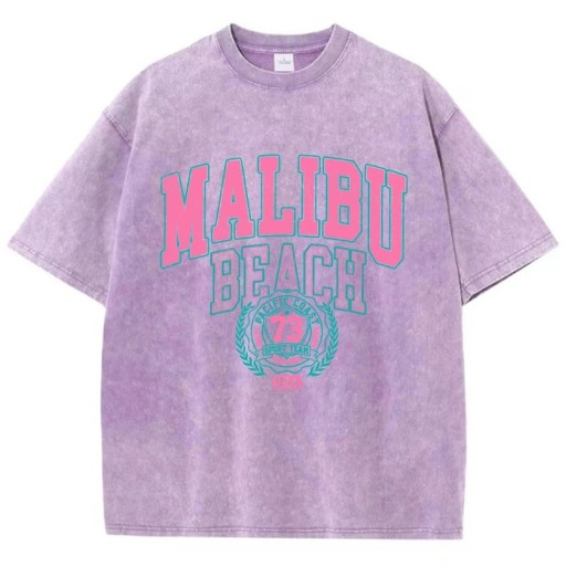 Dámské tričko s vintage potiskem MALIBU BEACH Volný střih Letní streetwear top Retro styl Oblečení pro volný čas Módní sportovní design Dámské tričko s vintage potiskem MALIBU BEACH Volný střih Letní streetwear top Retro styl Oblečení pro volný čas Módní sportovní design