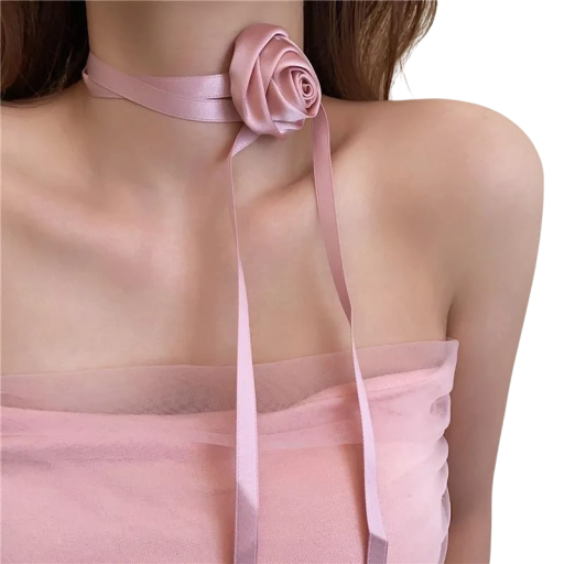 Damski choker z koronką i różą, różne kolory, elegancki modny dodatek odpowiedni na uroczystości i codzienne noszenie