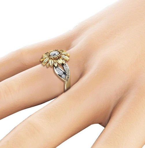 Damski kryształowy pierścionek w kształcie kwiatka J3200