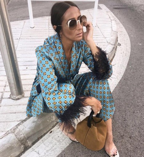 Damski płaszcz Kimono + spodnie z wzorem