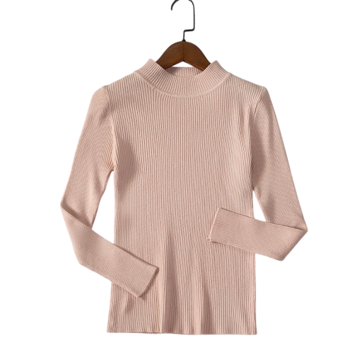 Damski pleciony sweter z bawełny i akrylu z okrągłym dekoltem Elegancki jednokolorowy sweter z długimi rękawami Uniwersalny rozmiar do codziennego noszenia