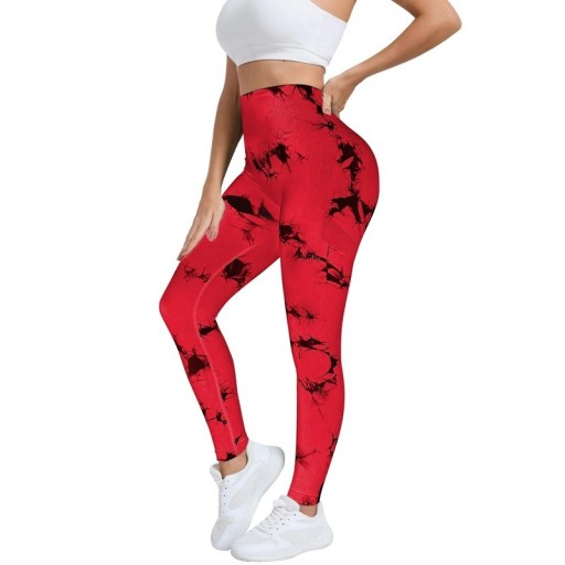 Damskie bezszwowe legginsy do jogi tie dye z wysokim stanem, długie, elastyczne spodnie sportowe, modelujące, dopasowane, do ćwiczeń