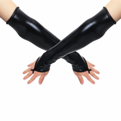 Damskie długie rękawiczki ze sztucznej skóry