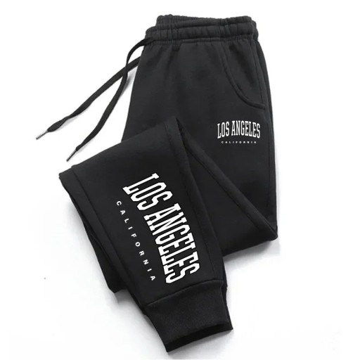 Damskie dresy z kieszeniami i napisem Los Angeles po bokach oraz na nogawkach na sznurki Poliester Jednolite Wygodne na czas wolny