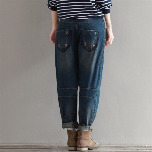 Damskie jeansy retro luźne A177