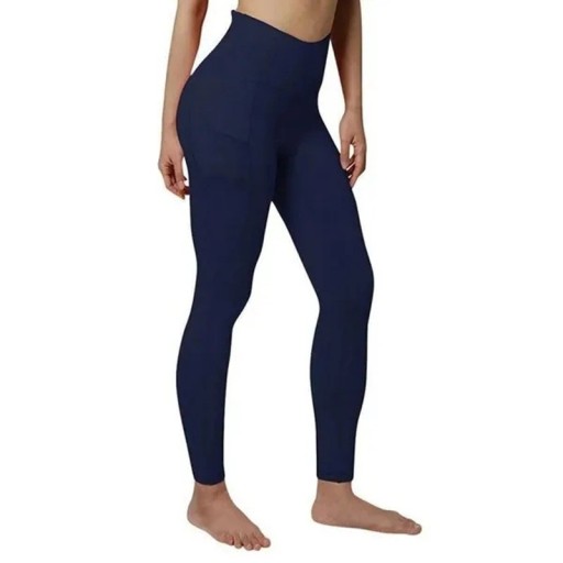 Damskie legginsy kompresyjne z wysokim stanem i kieszeniami, legginsy sportowe do jogi i ćwiczeń, modelujące sylwetkę