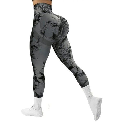 Damskie legginsy z wysokim stanem, push-up, bezszwowe spodnie do jogi z elastycznym wzorem tie-dye, do ćwiczeń i wypoczynku