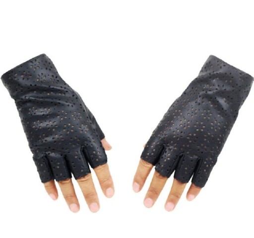 Damskie rękawiczki bez palców z dziurkowaniem