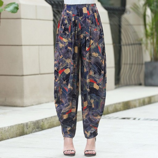 Damskie spodnie w stylu vintage z wzorem