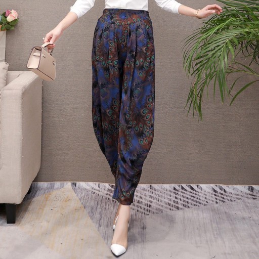 Damskie spodnie w stylu vintage z wzorem