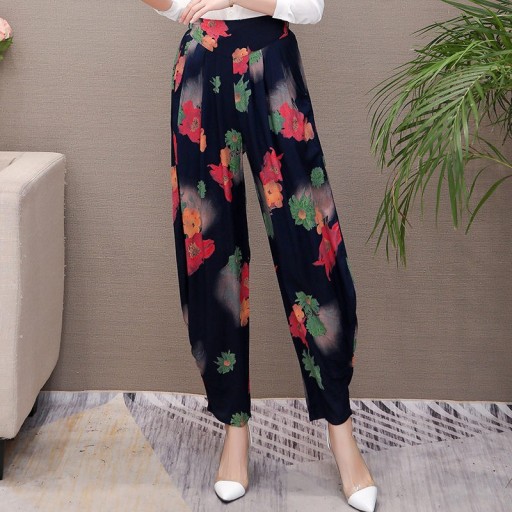 Damskie spodnie w stylu vintage z wzorem