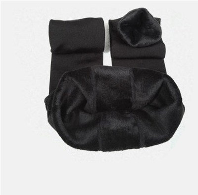 Damskie zimowe elastyczne legginsy - czarne