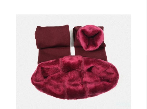 Damskie zimowe elastyczne legginsy - czerwone