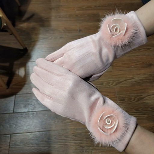 Damskie zimowe zamszowe rękawiczki